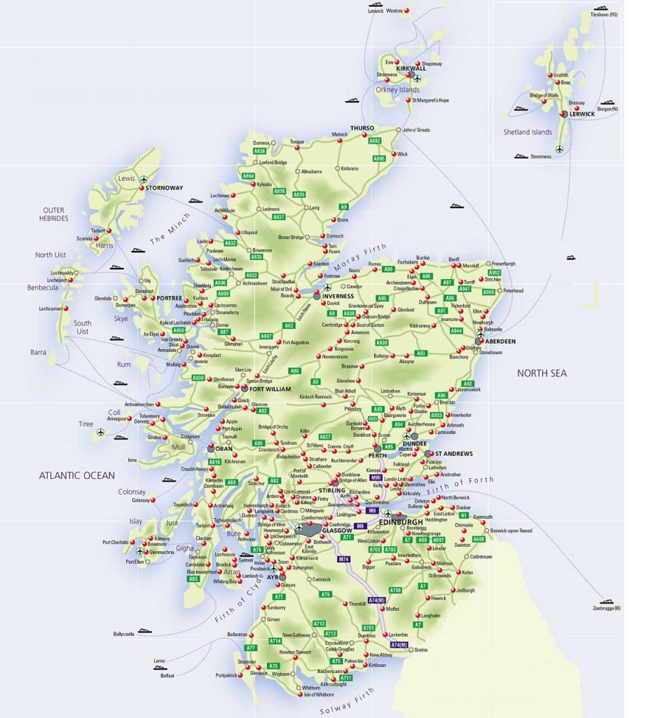 Mapa de ciudades de Escocia