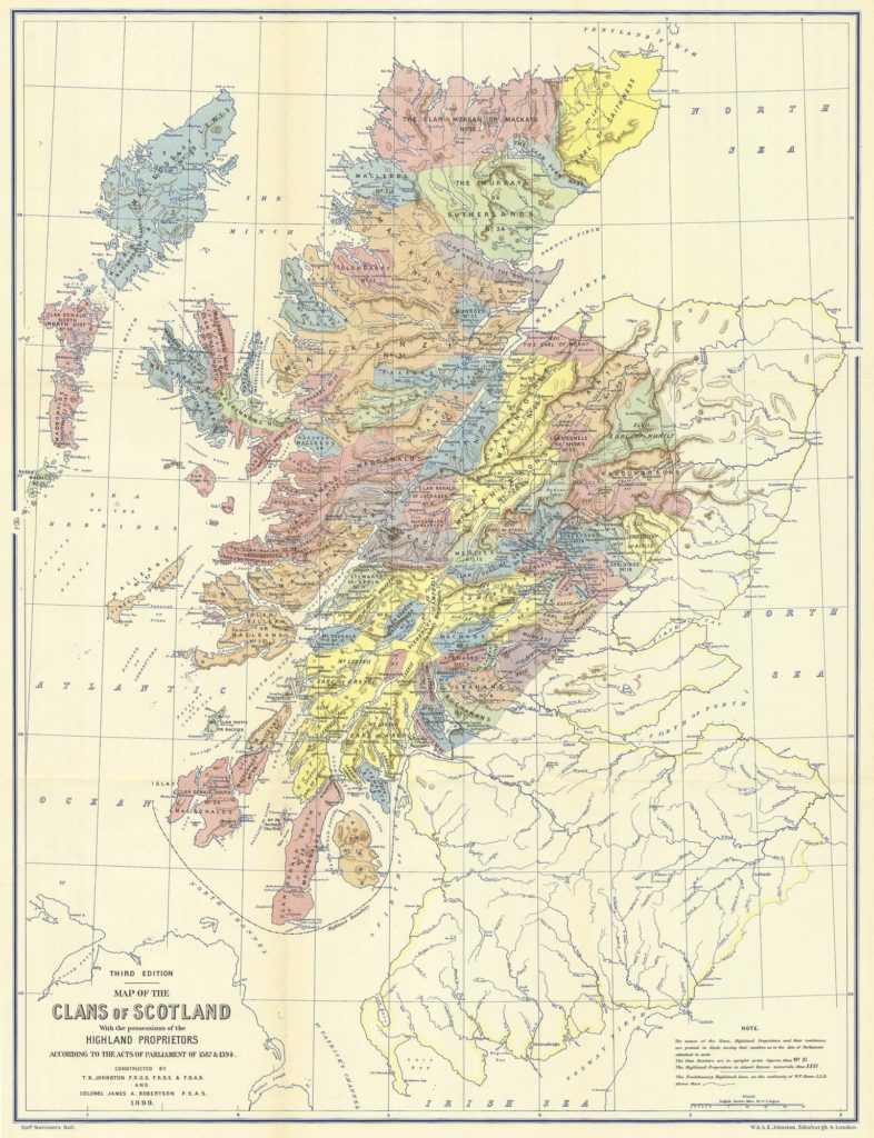 Mapa de los clanes de Escocia