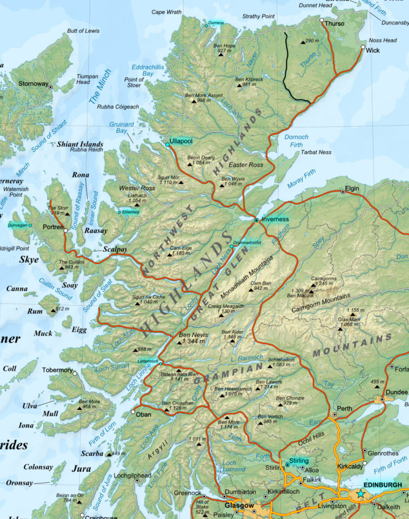 Mapa de los Highlands